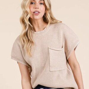 ✨NWT Lime 'N'‎ Chili Solid Cap Sleeve Stitch Edge Knit Sweater